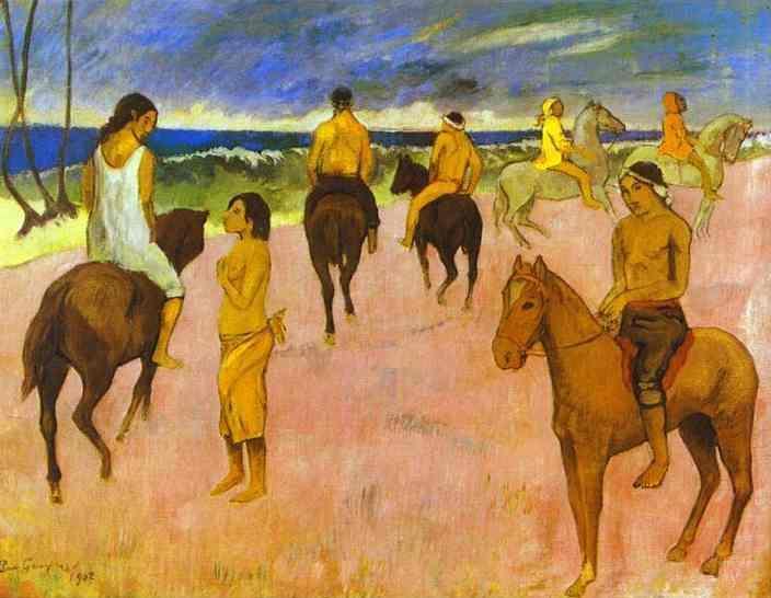 Horsemen on the Beach - Paul Gauguin Painting